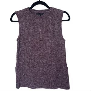 Banana Republic Sleeveless Crew Neck Double Slit Top Red White Marled XXS Petite